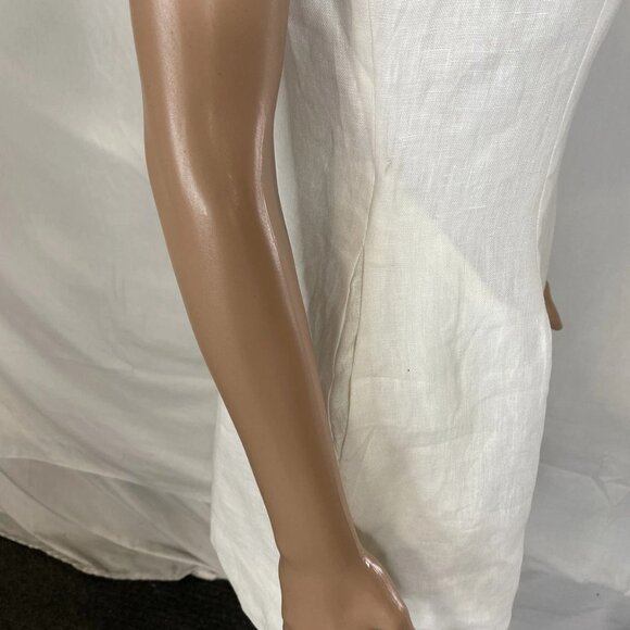 MABLE Women’s Linen Scalloped Hem Shift Dress Size S White Sleeveless Knee Lengt - Picture 3 of 13